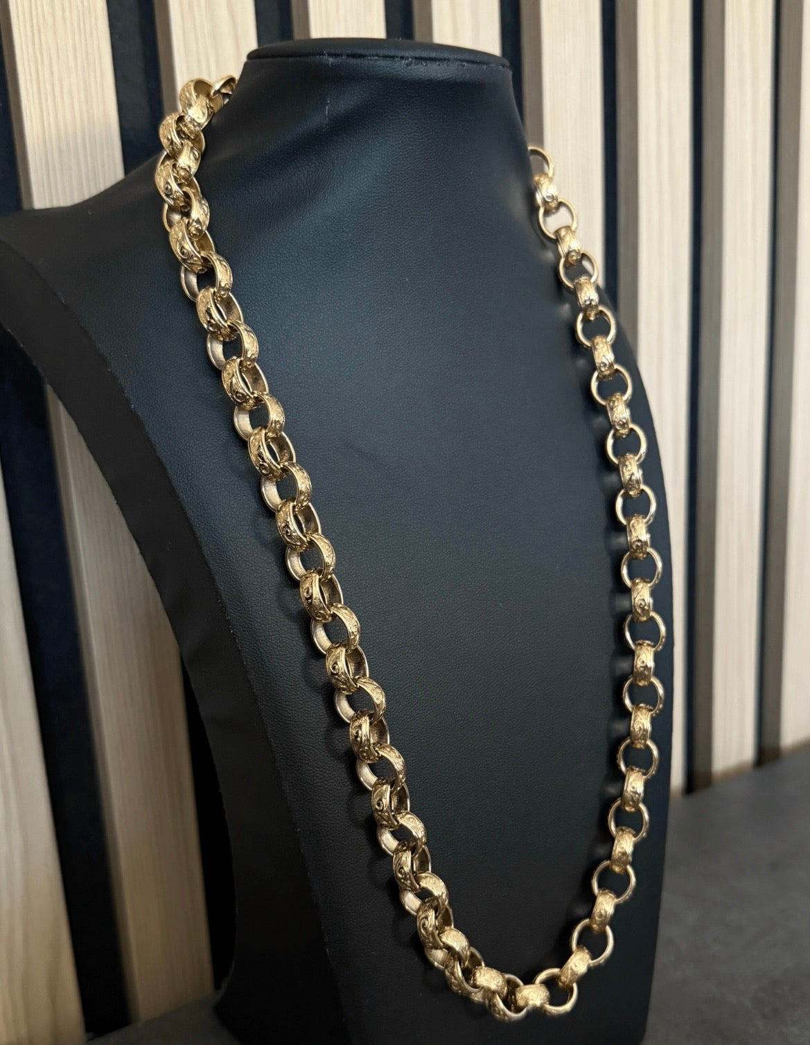 9ct Gold Filled Patterned Oval Belcher Chain 13mm