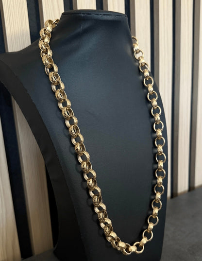 9ct Gold Filled Patterned Oval Belcher Chain 13mm