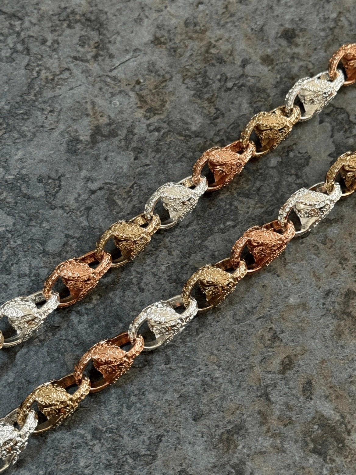 9ct Tri-Colour Gold Filled Tulip Chain 13mm