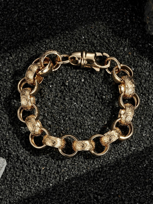9ct gold filled patterned beltcher bracelet 15 mm