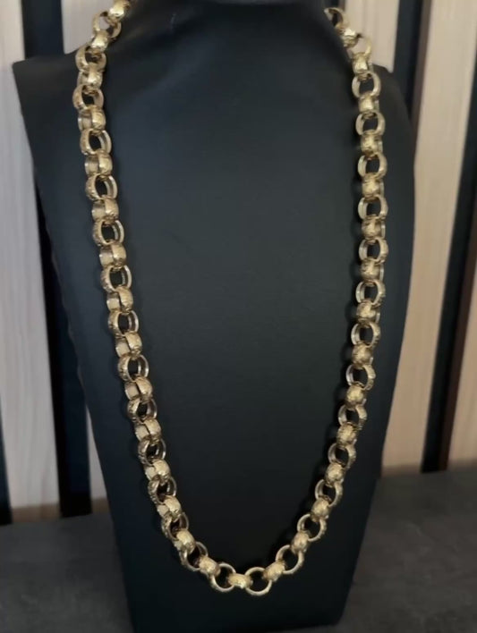 9ct Gold Filled Patterned Oval Belcher Chain 13mm